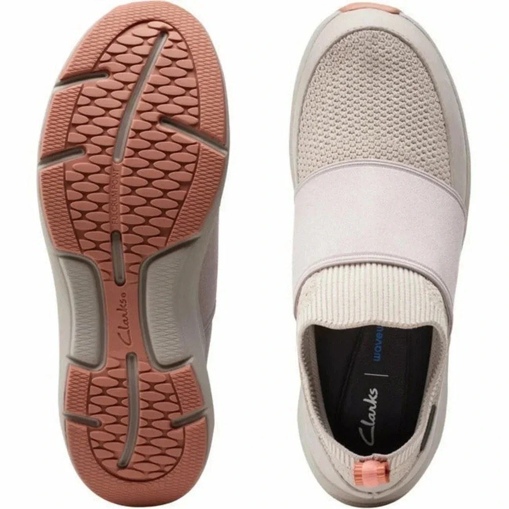 CLARKS WOMEN'S WAVE 2.0 STEP slip on sneakers Stone sz 10